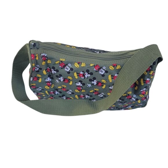 Disney Mickey Mouse Shoulder Bag Green Insulated Zipper - Picture 3 of 10
